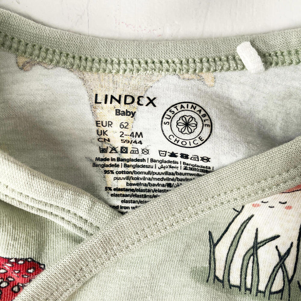 Lindex Baby Long Sleeve Mushroom Print Bodysuit 2-4M - Picture 2 of 3